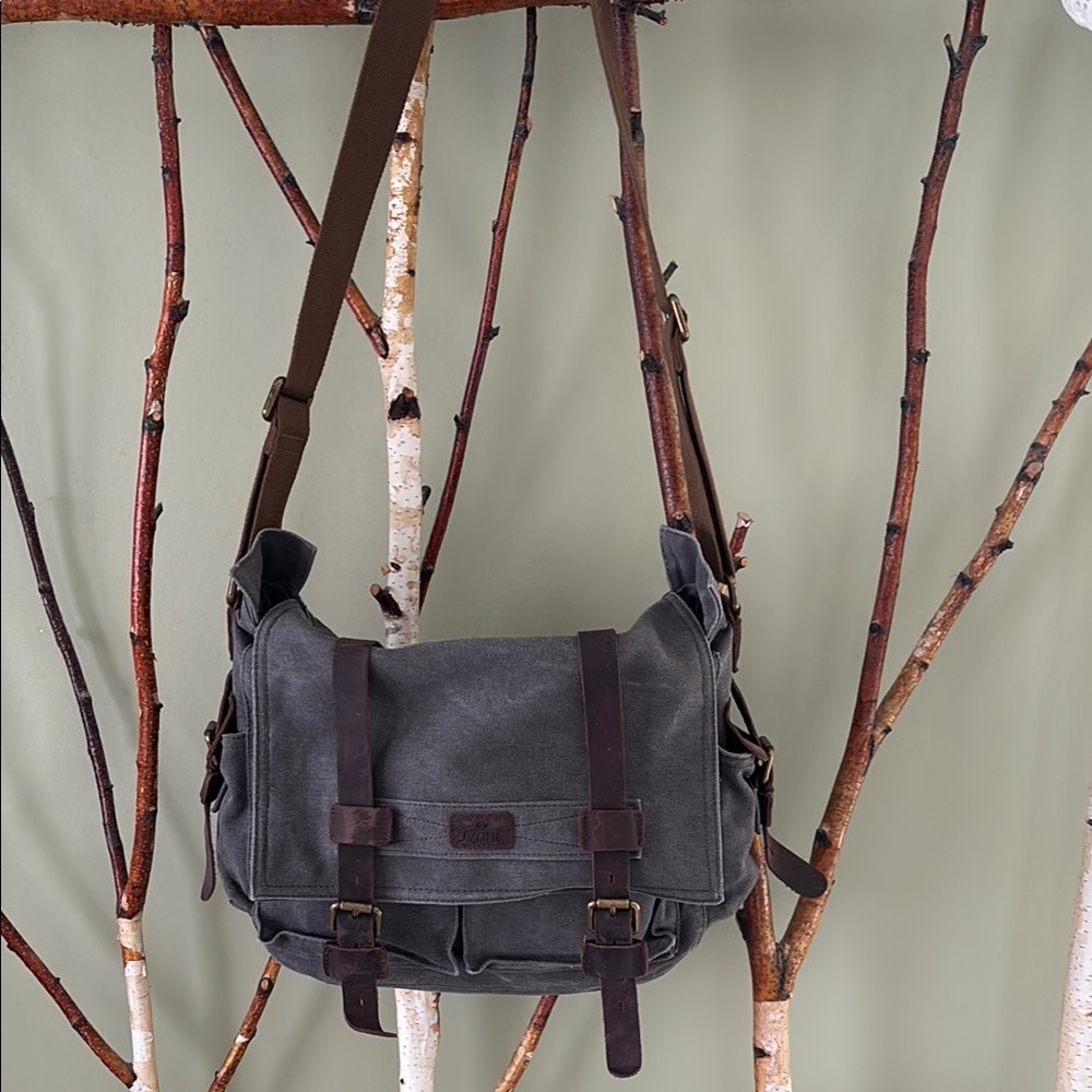 Gray Canvas Messenger Bag